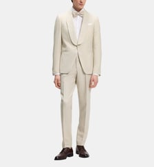 Costume Slim deux pièces en laine vierge et lin BOSS