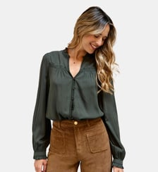 Blouse manches longues col v uni BOWEN La Petite Etoile
