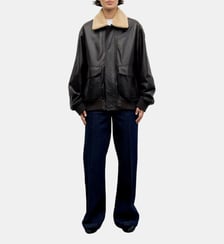 Blouson aviateur en cuir et col en fourrure - PIPPA Gerard Darel