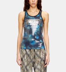 Débardeur en jersey à imprimé floral avec des paillettes Diesel