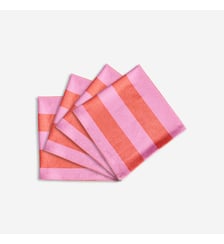 Lot de 4 serviettes de table rayées, 30% coton recyclé, tissé teint La Redoute Interieurs