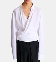 Chemise drapée en popeline de coton Balmain