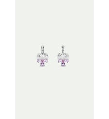 Boucles d'oreilles dormeuses argentées pensée et pierres roses Les Néréides