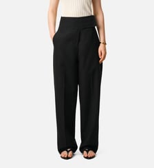 Pantalon à Ceinture Portefeuille en Laine Vierge AMI Paris