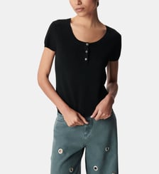 Pull fin pailleté encolure boutonnée Ikks