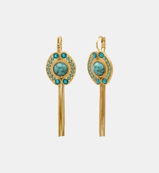 Boucles d'oreilles dormeuses chaînes   doré à l'or fin - Circus Satellite