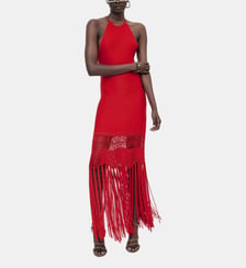 Robe dos nu avec franges en maille The Kooples