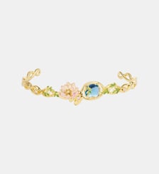 Bracelet jonc nymphéa rose et pierre ronde bleue Les Néréides