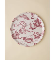 Plateau rond en bois esprit toile de jouy Cyrillus