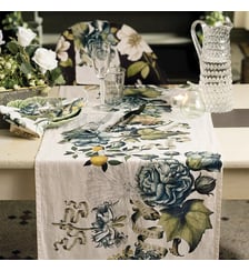 Chemin de table lin & coton lavé 190 g/m² imprimé multicolore Giardino naturel Garnier Thiebaut