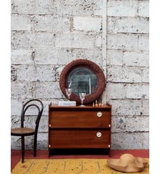 Meuble à chaussures bas en bois foncé Gustave N°534- Produit chiné Debongout