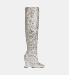 Bottes cuissardes Wedge en satin avec cristaux Balmain