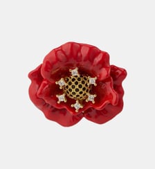 Broche coquelicot rouge et oxydes de ziconium Les Néréides