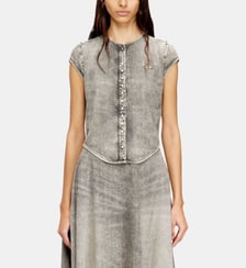 Chemise en denim à manches courtes avec des rayures sportives Diesel
