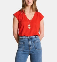 T-shirt en lyocell col V manches courtes La Fée Maraboutée