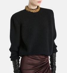 Pull à galon brodé amovible en cachemire Balmain