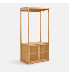 Module de dressing, 1 penderie ouverte, 2 portes, pin massif et cannage La Redoute Interieurs