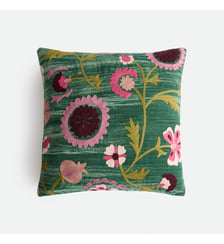 Housse de coussin brodée 50 x 50 cm, en panne de velours La Redoute Interieurs