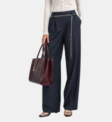 Pantalon de tailleur en laine large motif fines rayures The Kooples
