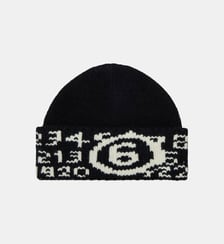 Bonnet en maille de laine avec logo MM6 Maison Margiela