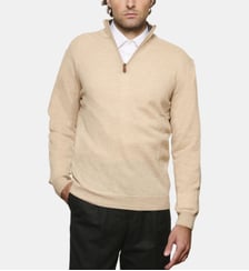 Pull beige à col zippé en cachemire Atelier Privé