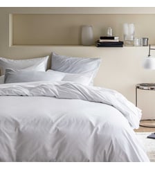 Housse de couette en satin de coton lavé, NUIT SATINÉE Blanc Cerise