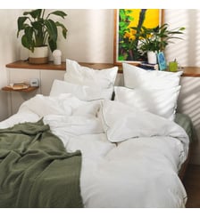 Housse de couette en percale de coton lavé, DOUCEUR LAVÉE Blanc Cerise