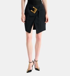 Jupe ceinturée en grain de poudre Balmain