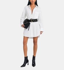 Robe chemise courte en coton blanche The Kooples
