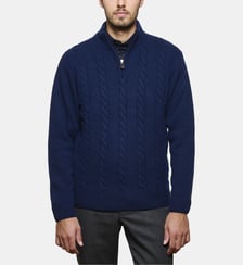 Pull torsadé marine à col zippé en laine et cachemire Atelier Privé