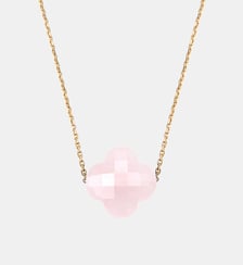 Collier, quartz rose poudre, or jaune Morganne Bello