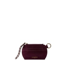 Porte-cartes zippé en suède bordeaux Claudie Pierlot