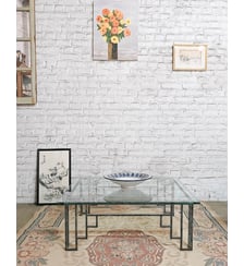 Table basse en verre et fer forgé Donna N°1529- Produit chiné Debongout
