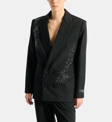 Blazer en laine brodée « Sand Effect Amethyst » Balmain