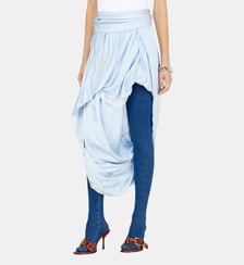 Jupe midi en satin drapée avec finition dentelle Diesel