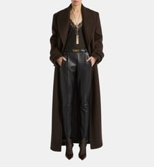 Manteau ceinturé en drap de laine Balmain
