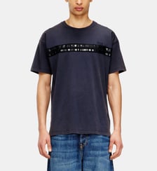 T-shirt en coton classique avec bandes framis Diesel