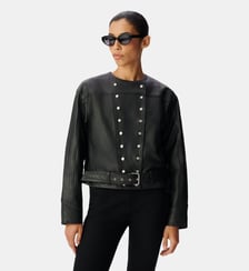 Veste cuir loose avec ceinture Ikks
