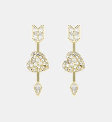 Pendants d'oreilles Idyllia, Cœur avec flèche, Doré à l’or 18 carats (750/1000) Swarovski