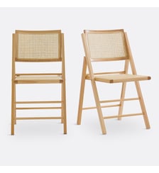 Lot de 2 chaises pliantes hêtre et cannage La Redoute Interieurs