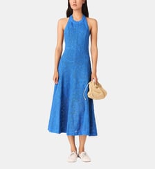 Robe longue dos nu en guipure Maje