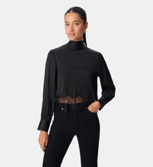 Blouse satinée bande dentelle Ikks