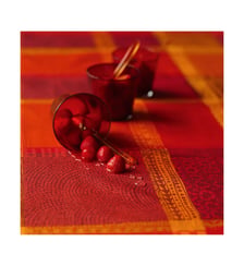 Nappe pur coton enduit motif jacquard multicolore orange Mille wax creole Garnier Thiebaut