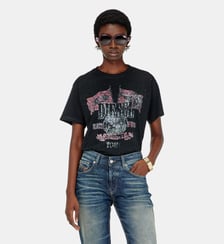 T-shirt avec graphismes de concert et cristaux Diesel