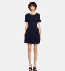 Robe courte à fleurs perlées Sandro