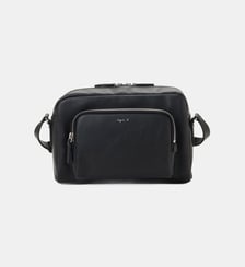grand sac épaule en cuir noir Agnès b.
