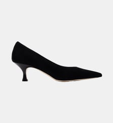 Roma - Escarpins En Cuir Chèvre Velours Noir Parallèle