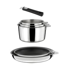 Malice - Lot 6 pièces - 3 casseroles, 2 poêles revêtement céramique et 1 poignée noire Cuisinox
