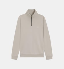 Sweat en coton molletonné à encolure zippée et patch logo BOSS