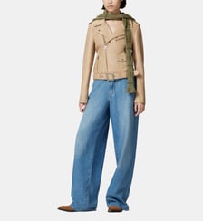Blouson de motard en cuir nappa souple Pinko